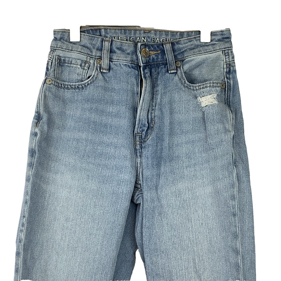 American Eagle Outfitters Jeans Womens 000 Blue Denim Distressed Ripped - Picture 2 of 11